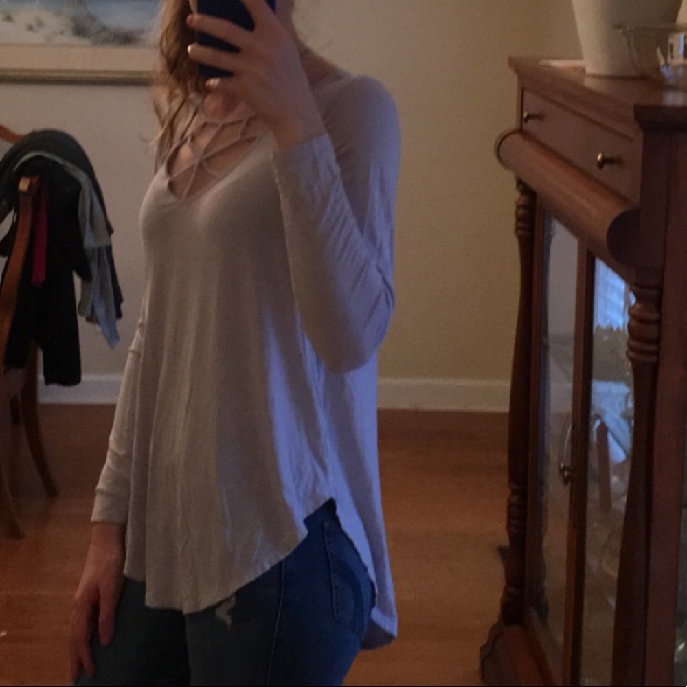 Light Blue geometric long sleeve shirt
